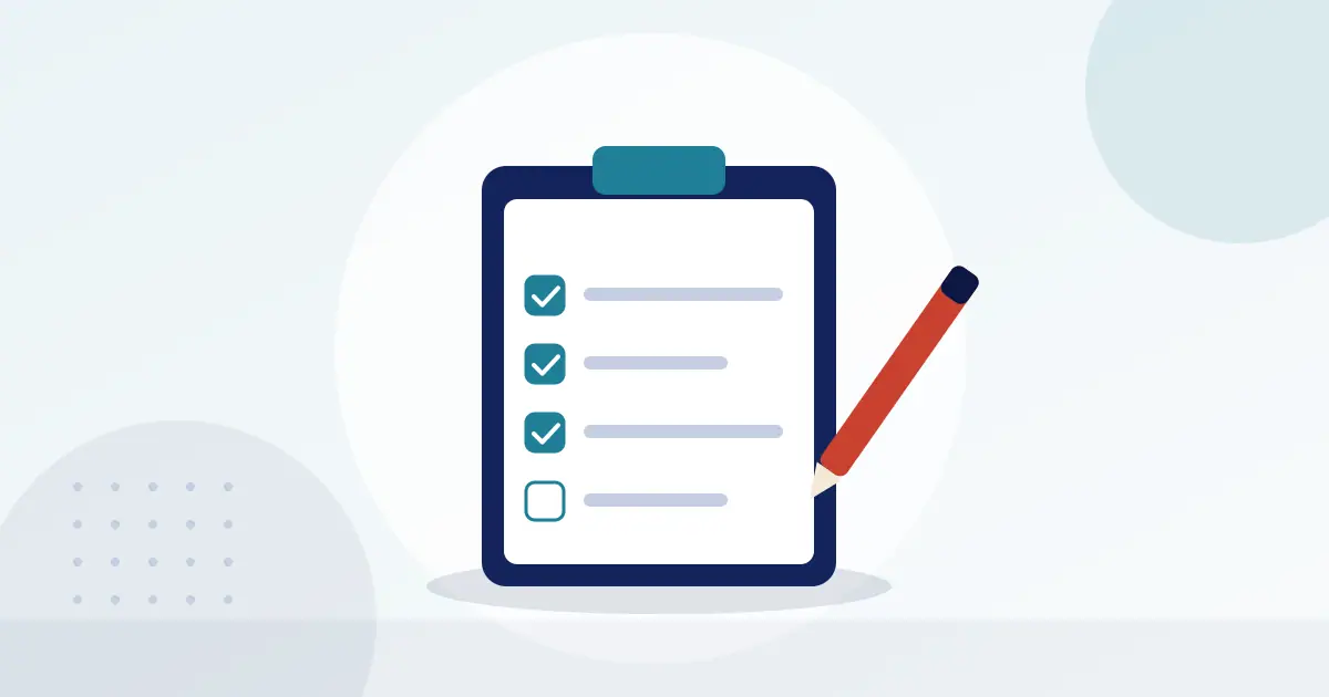 Illustration of a clipboard checklist with ticked items and a pen