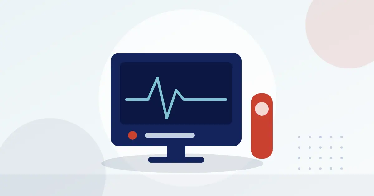 Illustration of a medical monitor showing a heart-rate line next to a handheld device