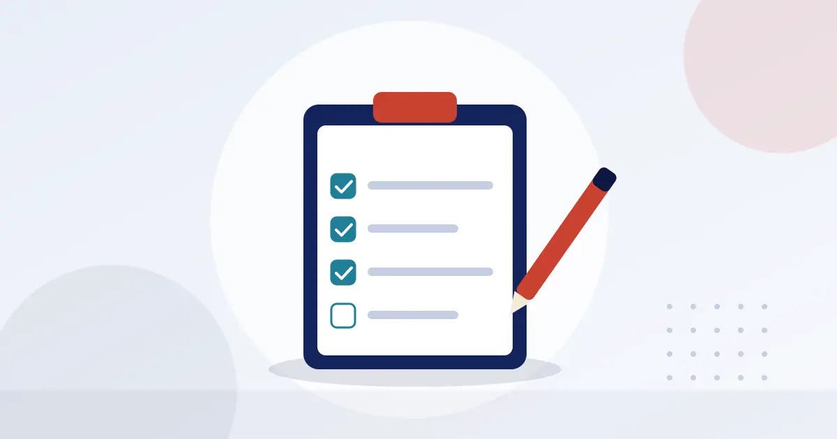 Illustration of a clipboard checklist with ticked items and a pen